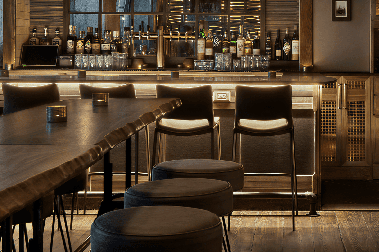 Walnut Tables for a Brooklyn Waterfront Event Space