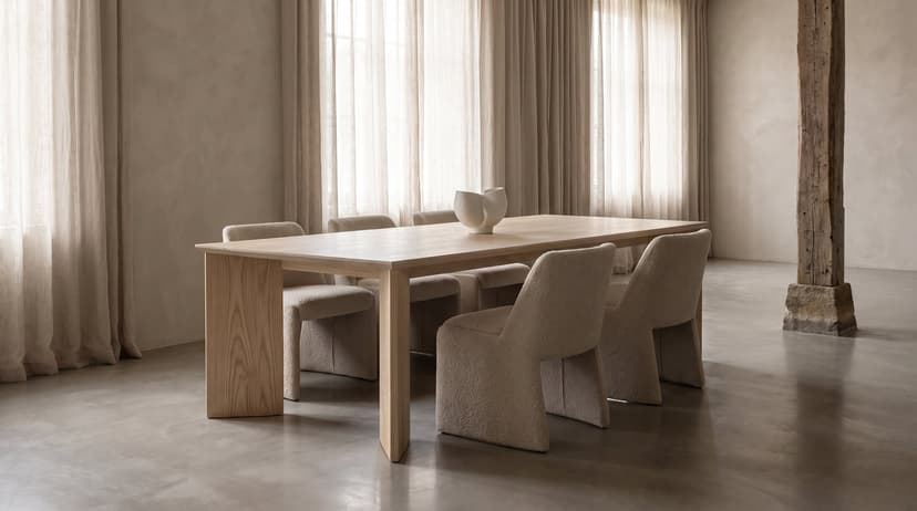 Solid ash dining table, face grain — the Kouper Dining Table