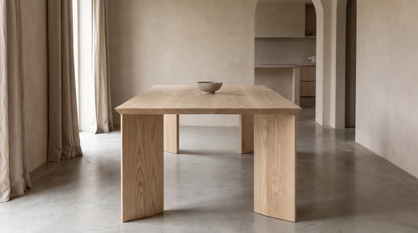 Solid ash dining table, face grain — the Kouper Dining Table