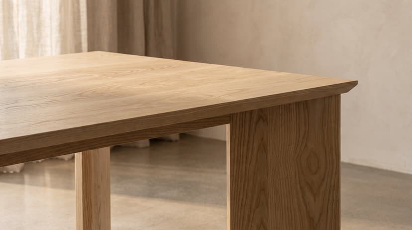 Solid ash dining table, face grain — the Kouper Dining Table