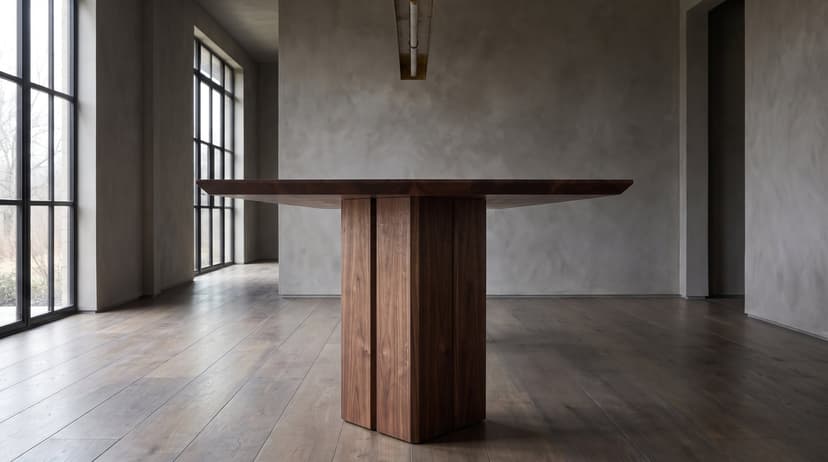 Solid walnut dining table, face grain — the Vekt Dining Table