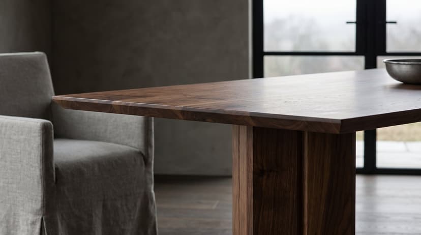 Solid walnut dining table, face grain — the Vekt Dining Table