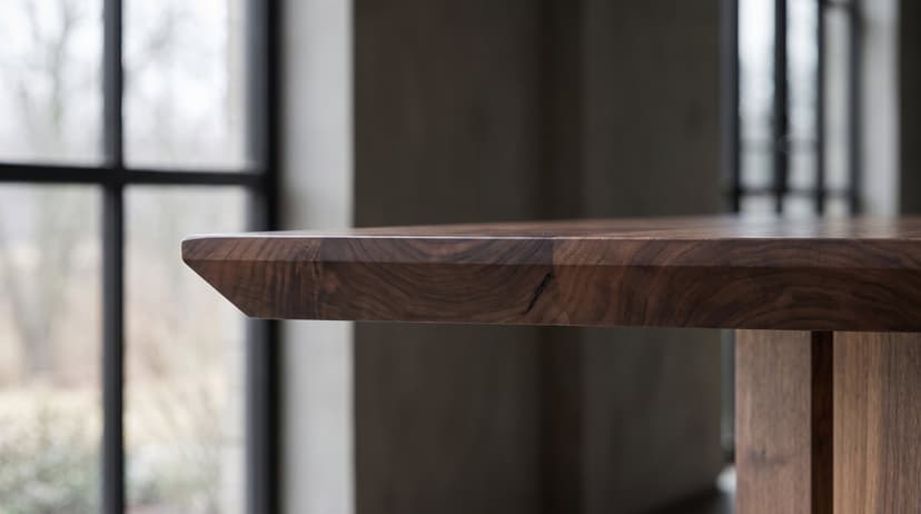 Solid walnut dining table, face grain — the Vekt Dining Table