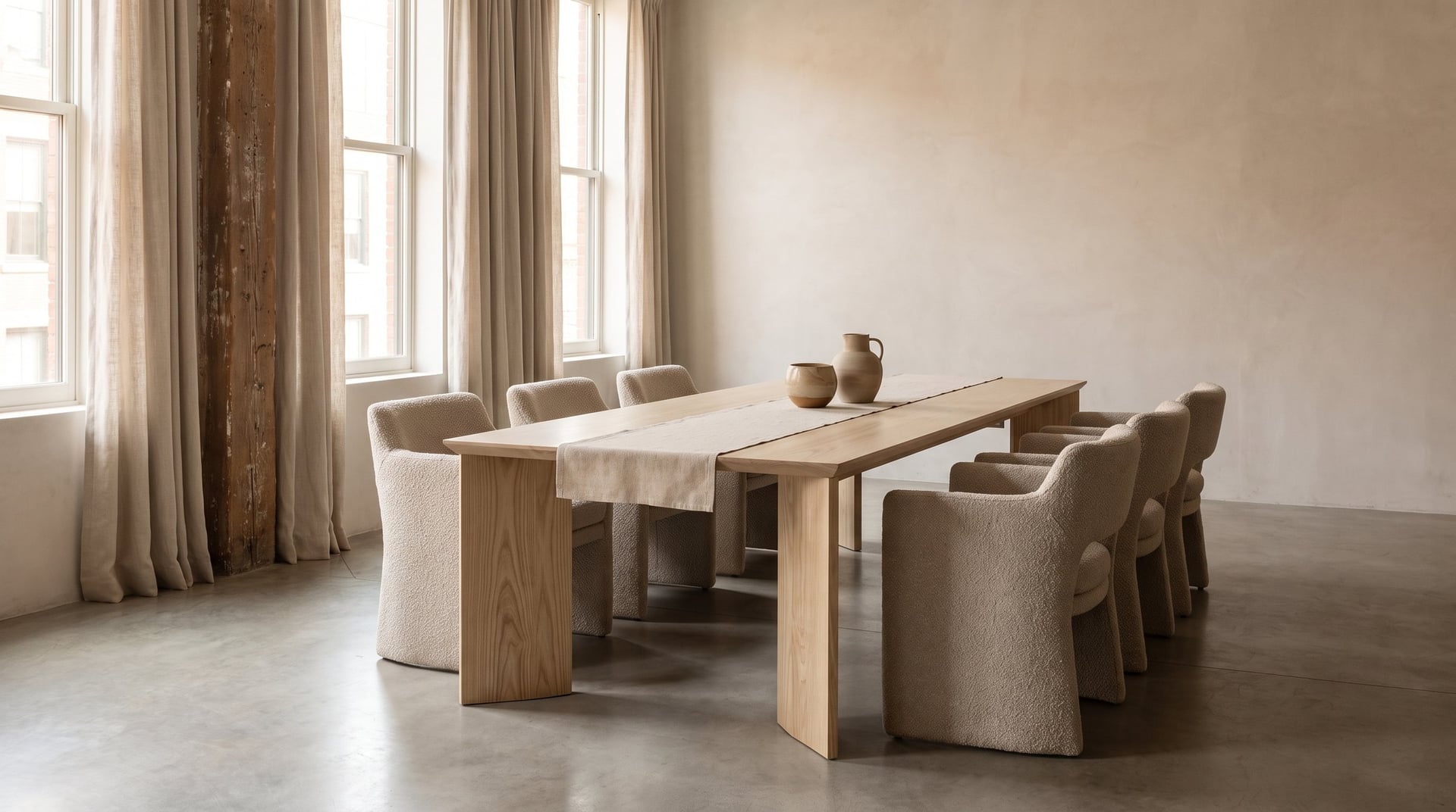 Kouper Dining Table in ash, the 114-inch length seating eight