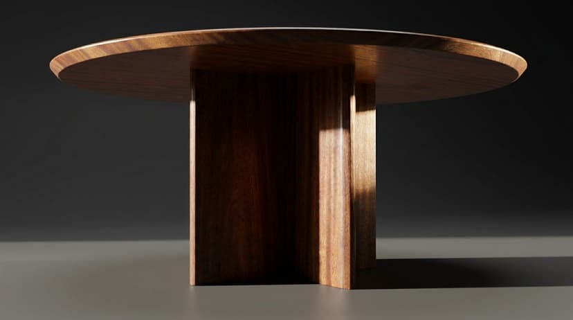 Solid mahogany dining table, face grain — the Kouper Round Dining Table