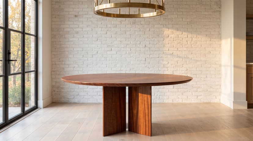 Solid mahogany dining table, face grain — the Kouper Round Dining Table