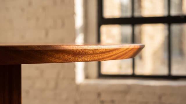 Mahogany dining table — the Kouper Round Dining Table