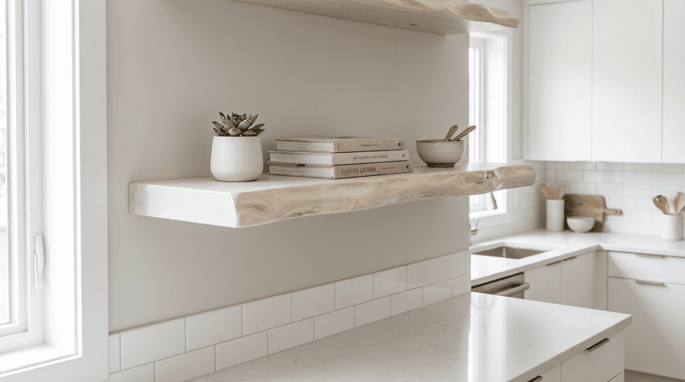 Arctic Oak Live Edge Floating Shelves