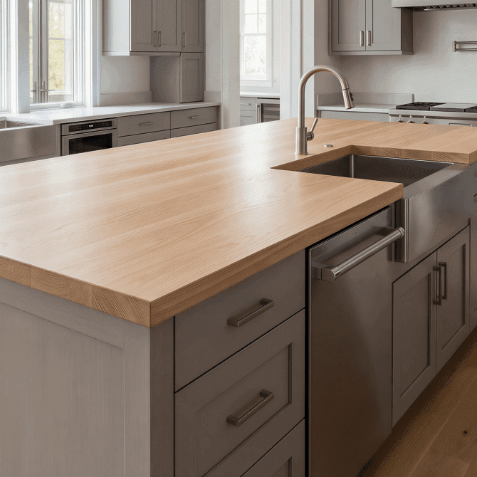 Ash Face Grain Wood Countertops