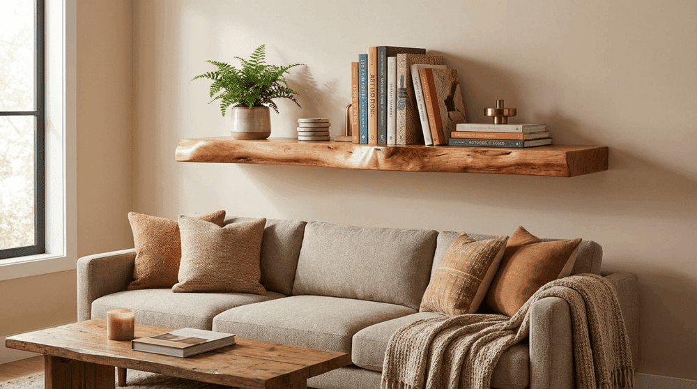 Cherry Live Edge Floating Shelves