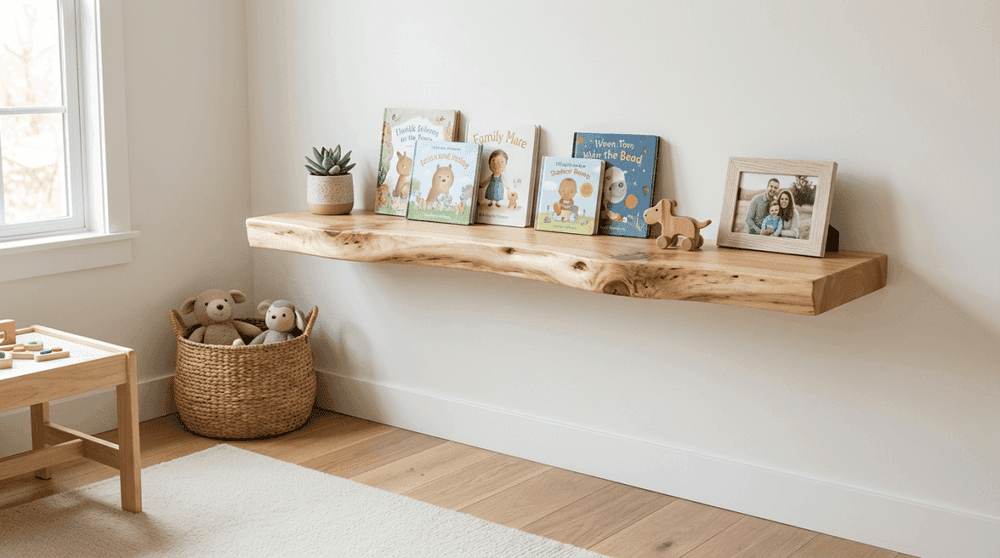 Knotty Alder Live Edge Floating Shelves