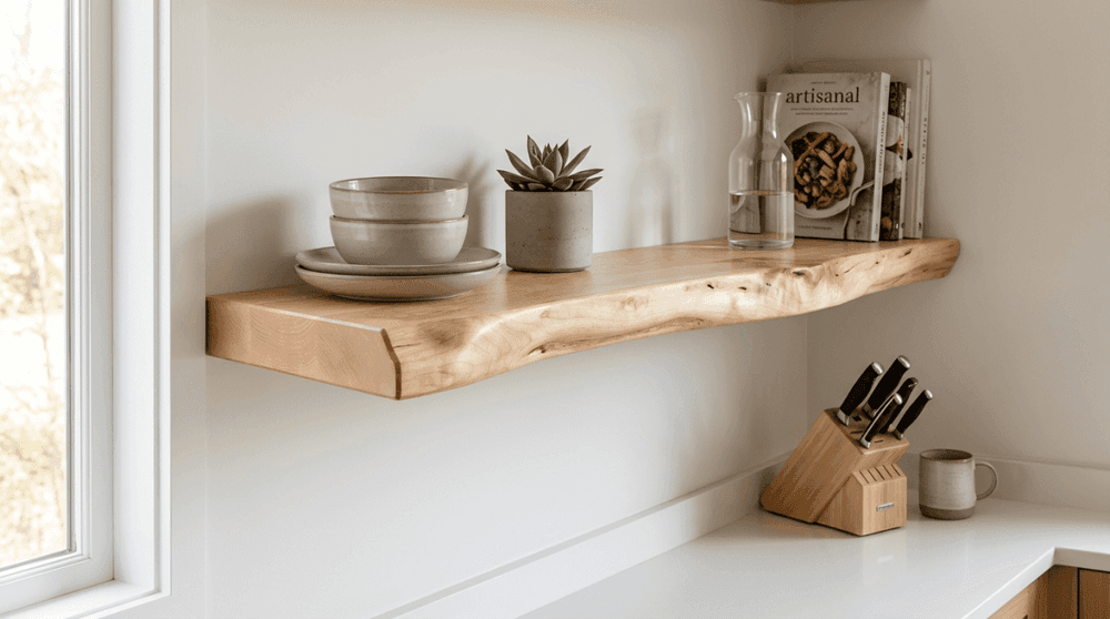 Maple Live Edge Floating Shelves