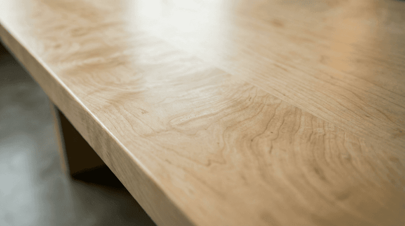 Solid maple dining table, face grain — the Monolith Hard Maple Dining Table in a dining room