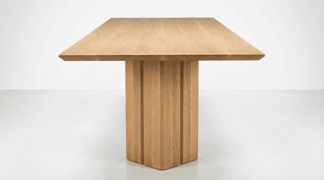 The Vekt European White Oak Dining Table in a dining room