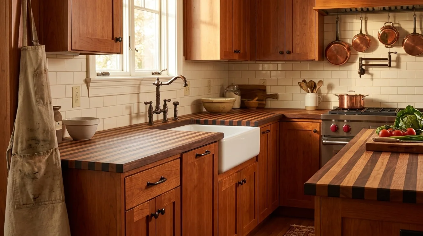 Cherry + Walnut Edge Grain Countertops
