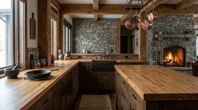 Knotty Alder countertop in use