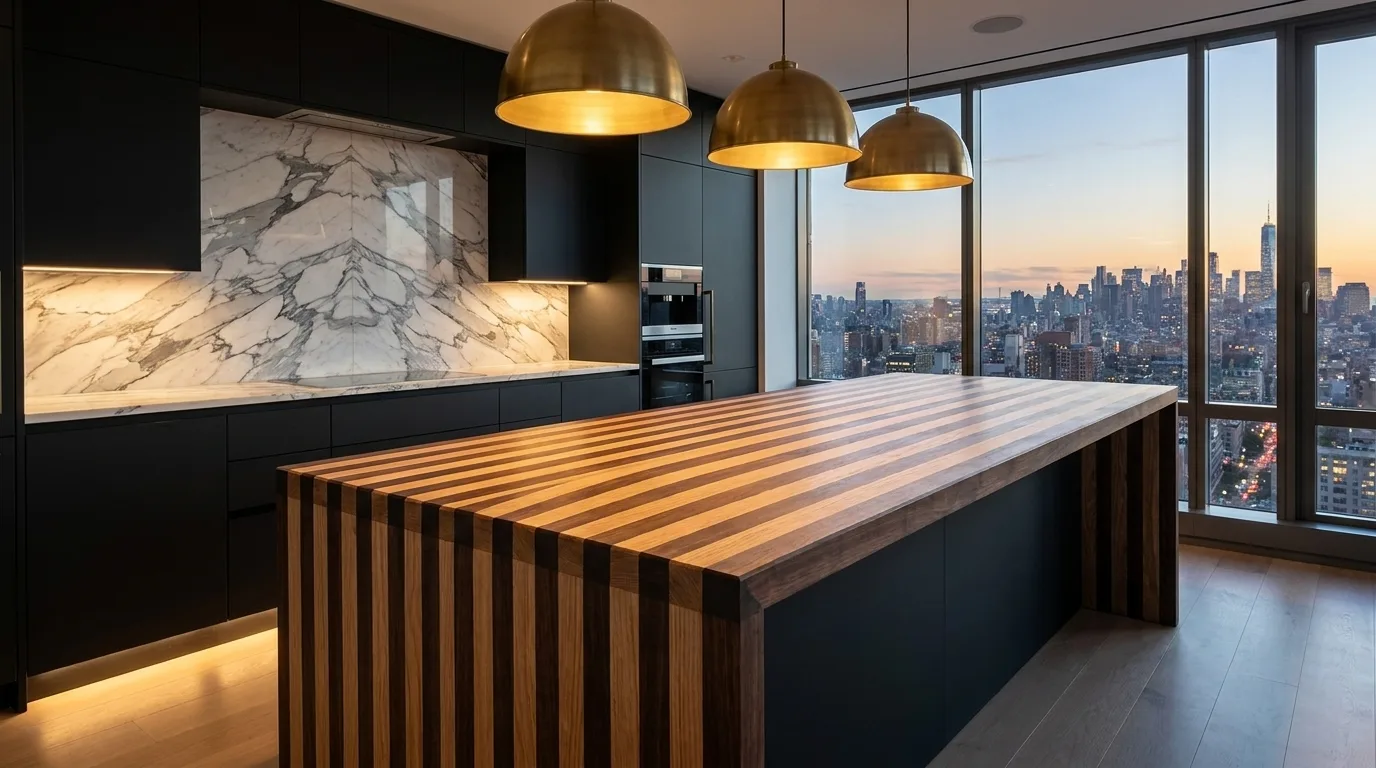 Walnut + White Oak Edge Grain Countertops
