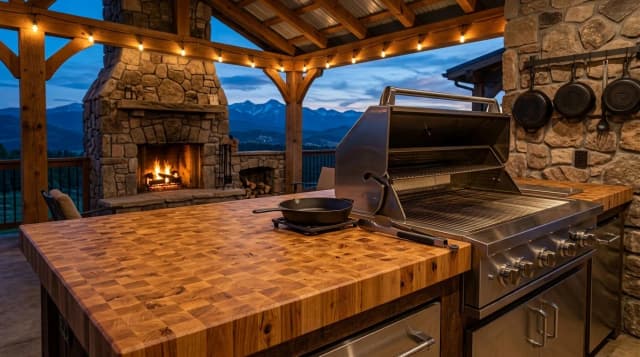 Knotty Alder countertop in use