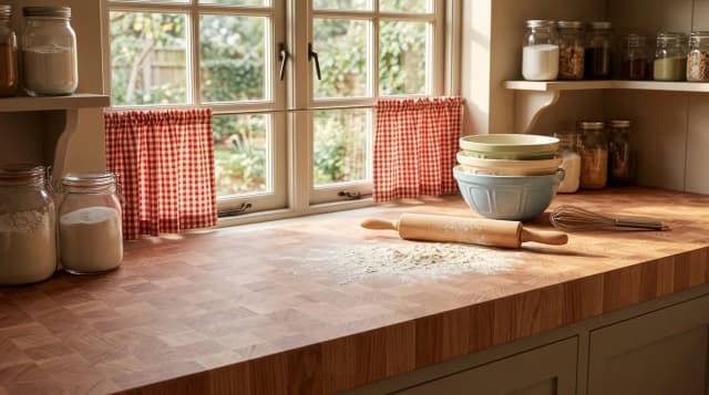 Red Oak countertop in use