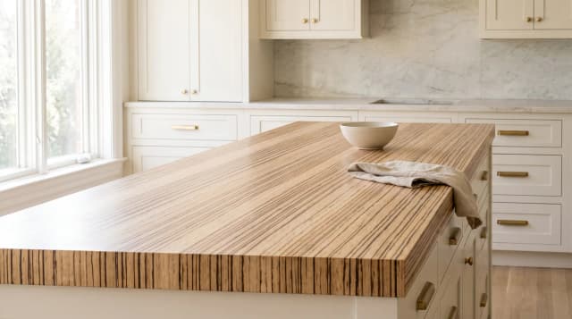 Zebrawood countertop in use