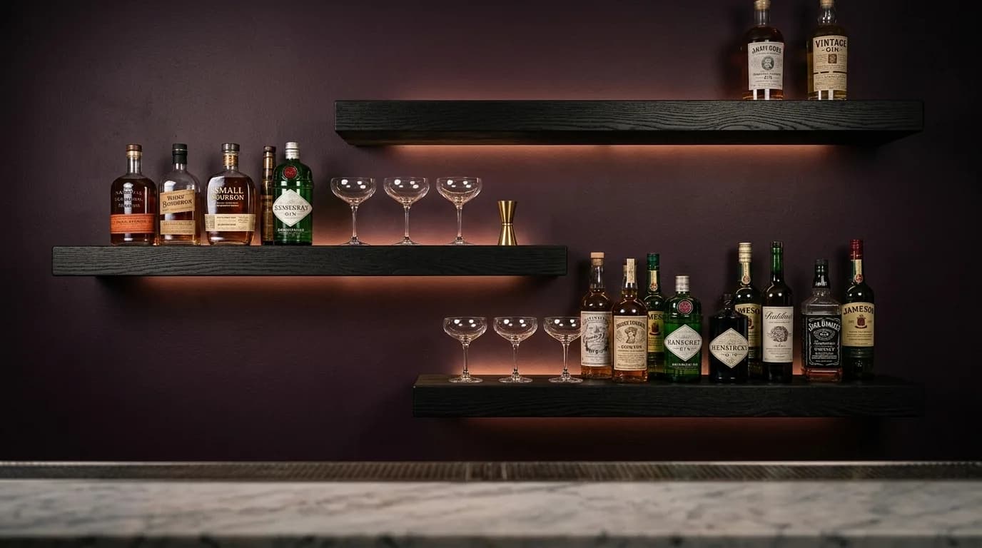Black Oak Wood Floating Shelves