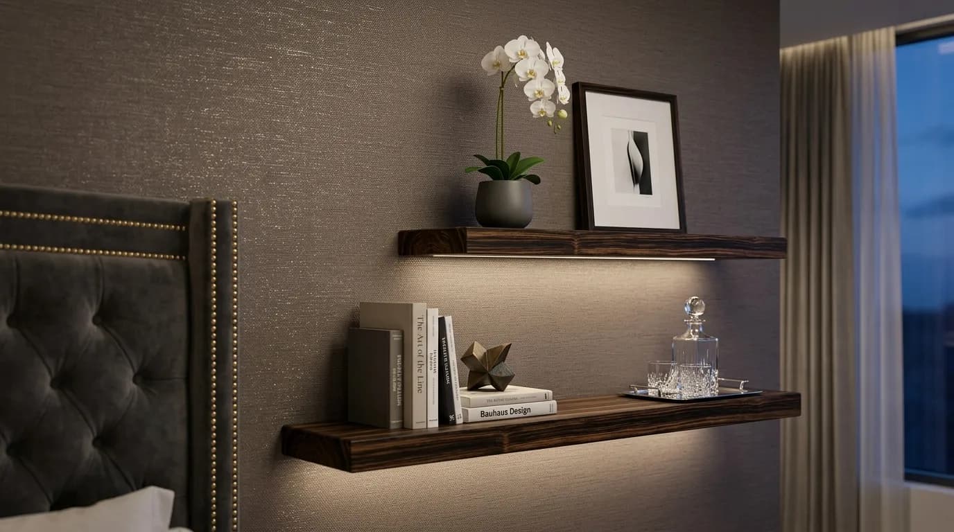 Macassar Ebony Hardwood Floating Shelves