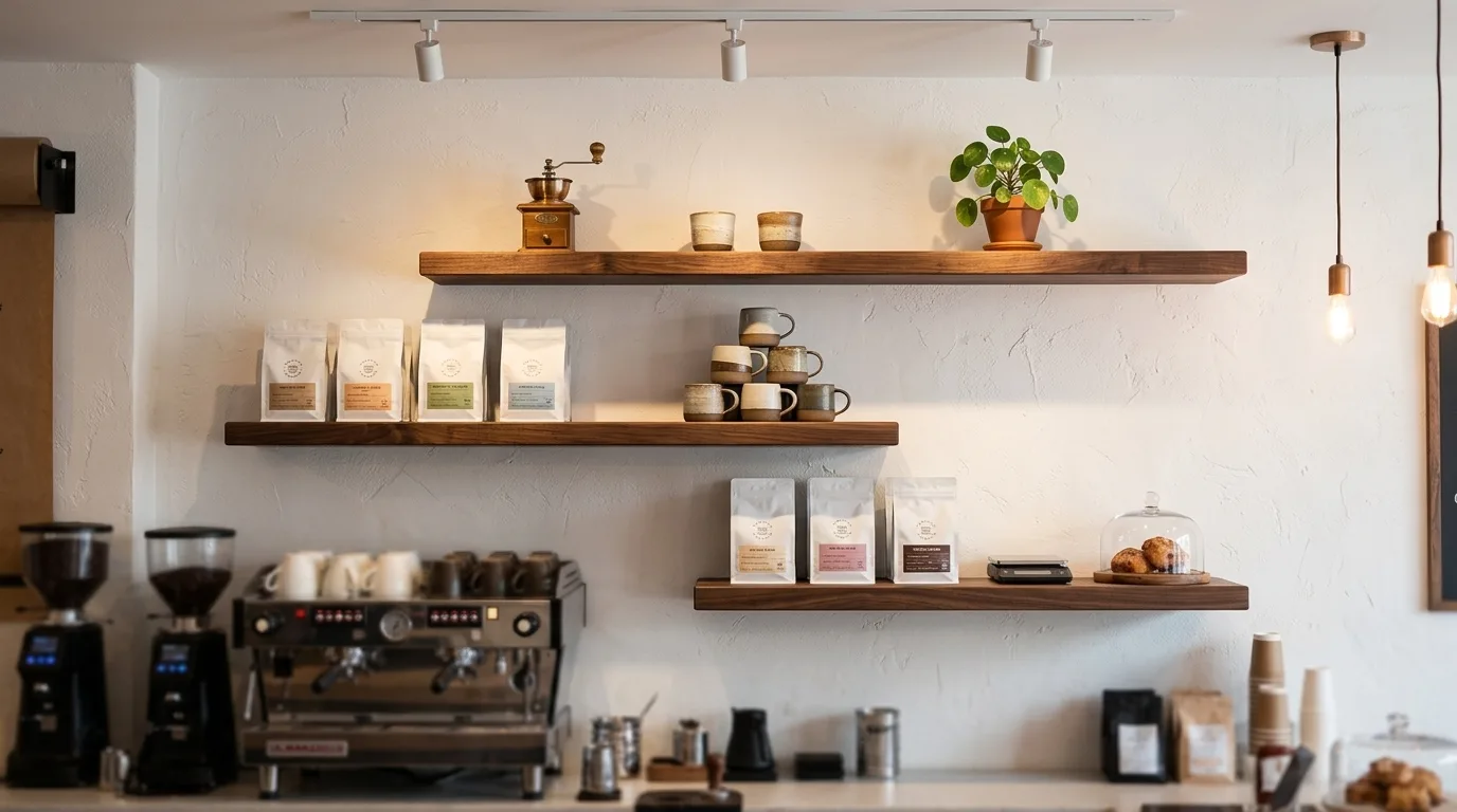 Walnut Wood Floating Shelves