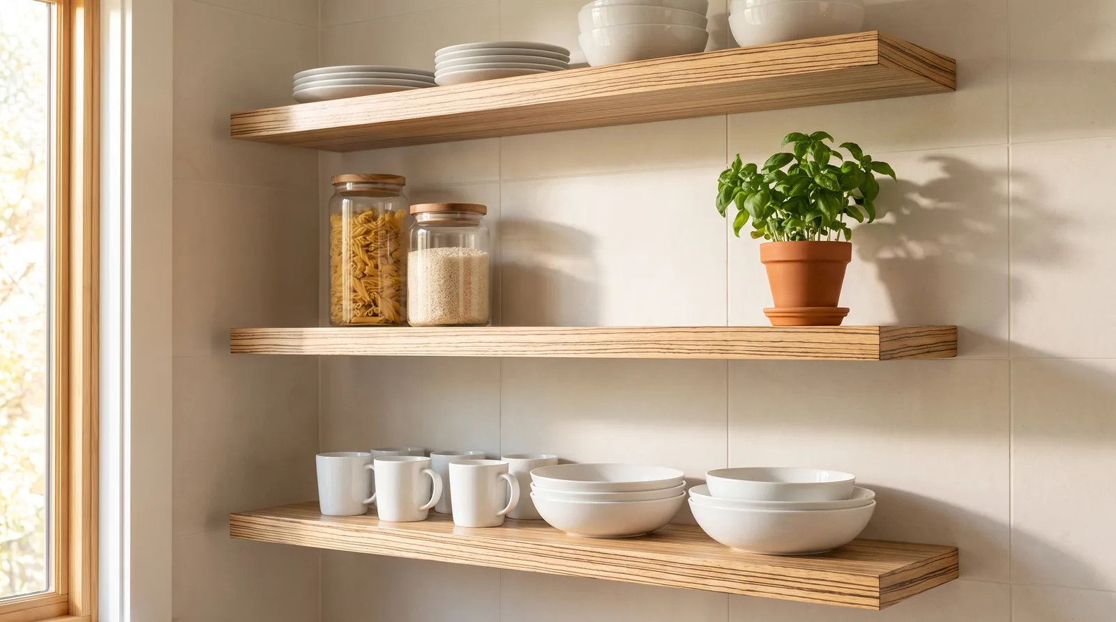 Zebrawood Hardwood Floating Shelves