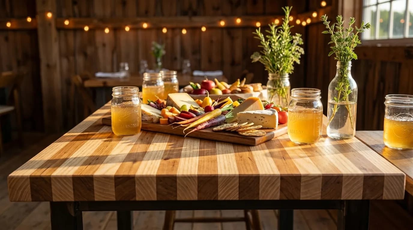Ash + Knotty Alder Edge Grain Table Tops