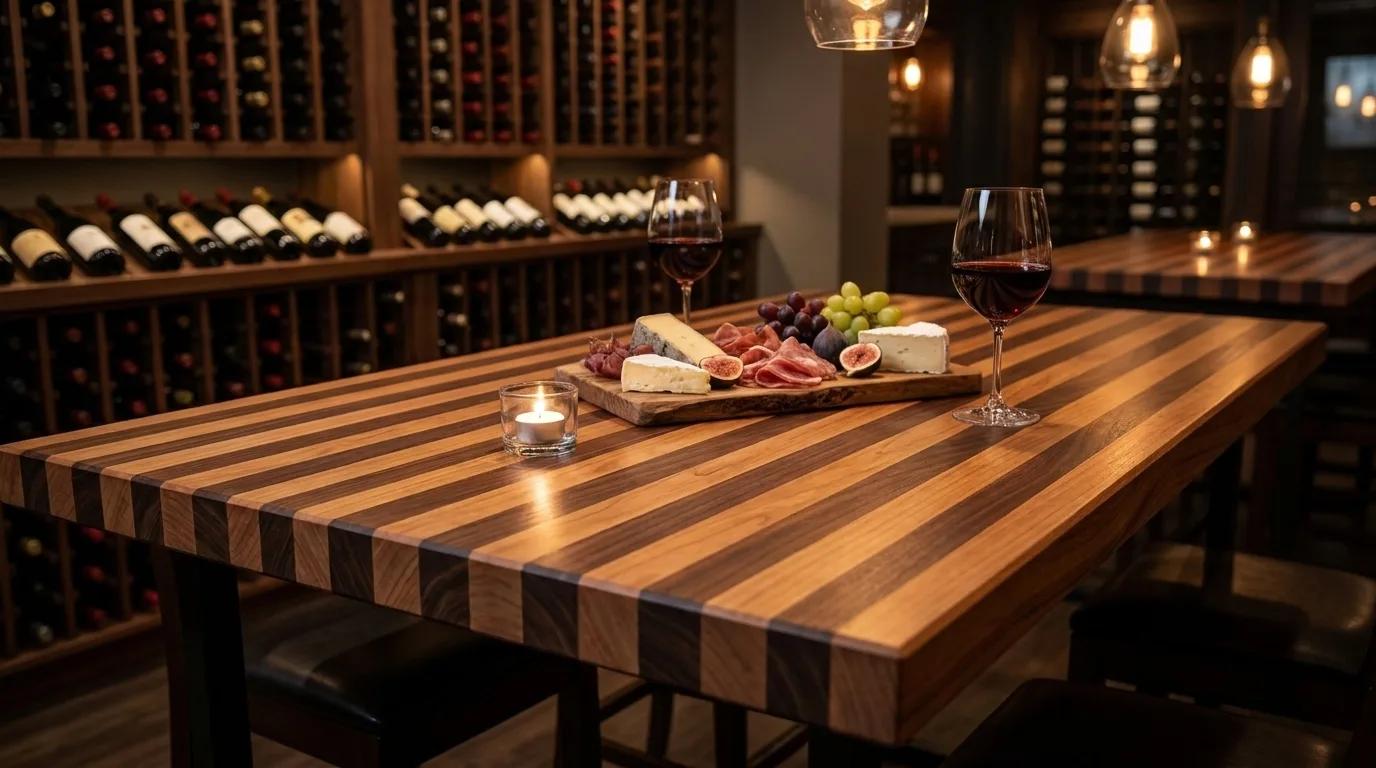 Cherry + Walnut Edge Grain Table Tops