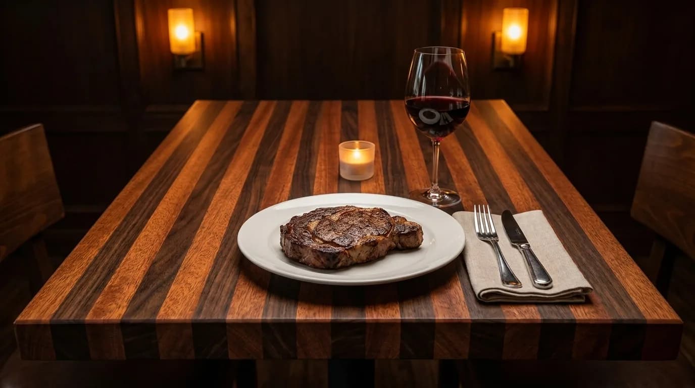 Mahogany + Walnut Edge Grain Table Tops