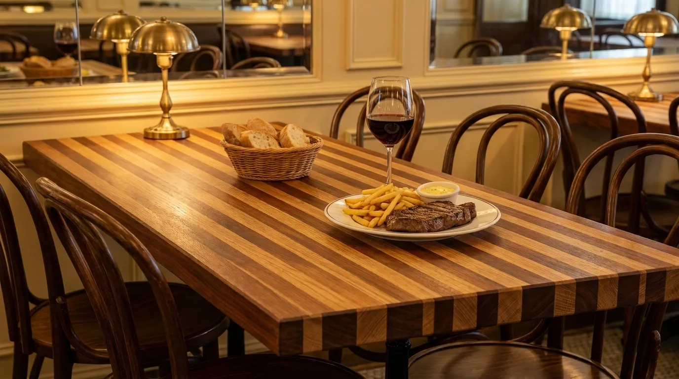 Mahogany + White Oak Edge Grain Table Tops