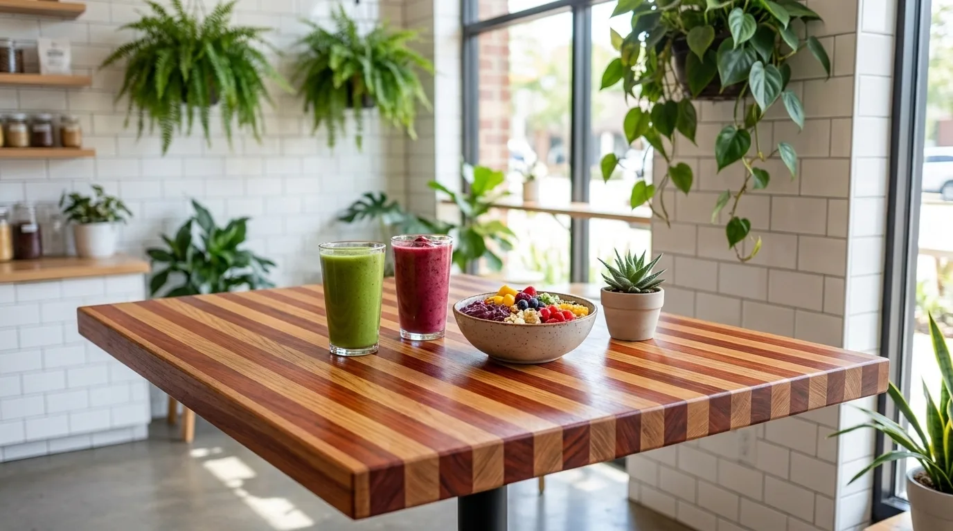 Padauk + White Oak Edge Grain Table Tops