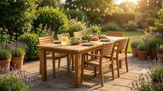 Iroko tabletop in use