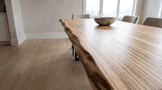 Zebrawood tabletop in use