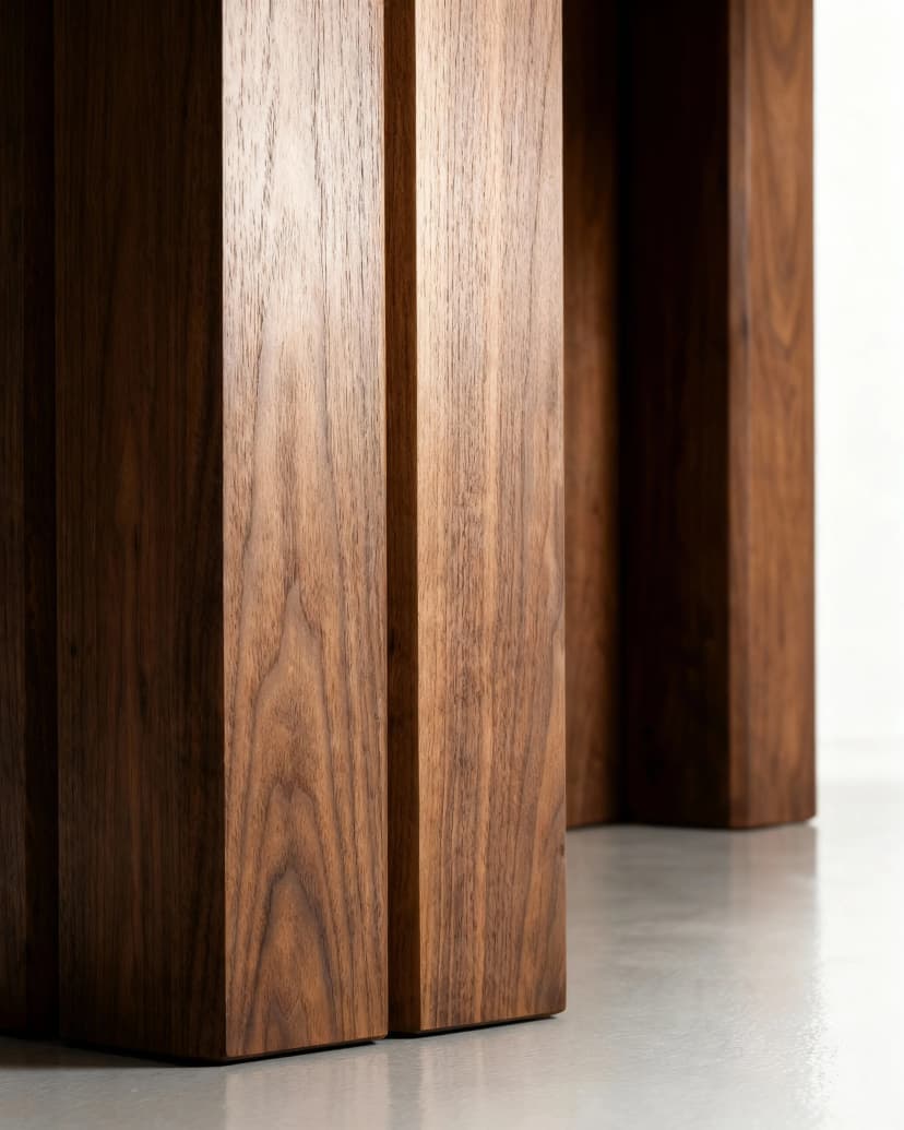 Solid walnut dining table, face grain — the Vekt Dining Table