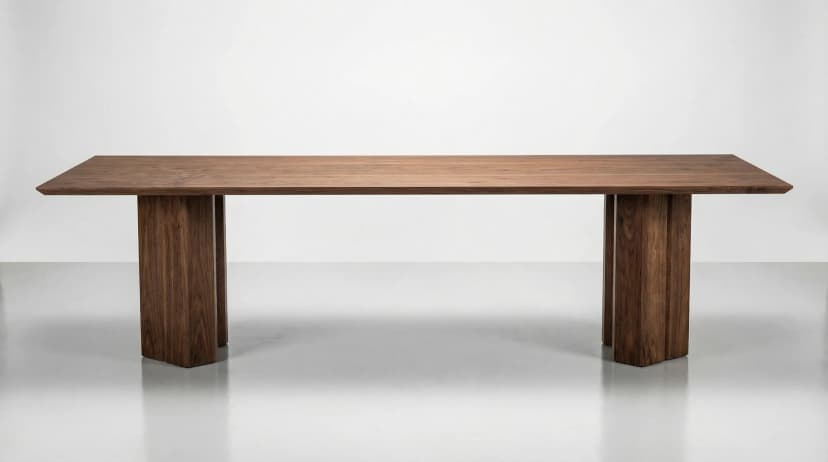 Solid walnut dining table, face grain — the Vekt Dining Table