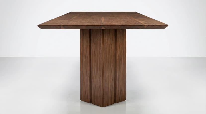 Solid walnut dining table, face grain — the Vekt Dining Table