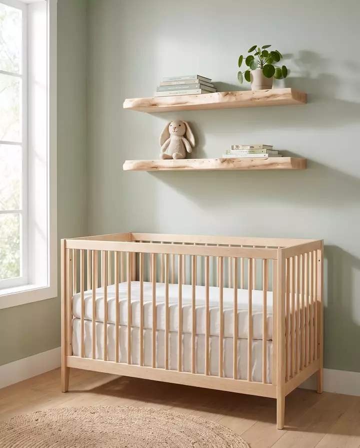 Maple shelf — a soft sage nursery