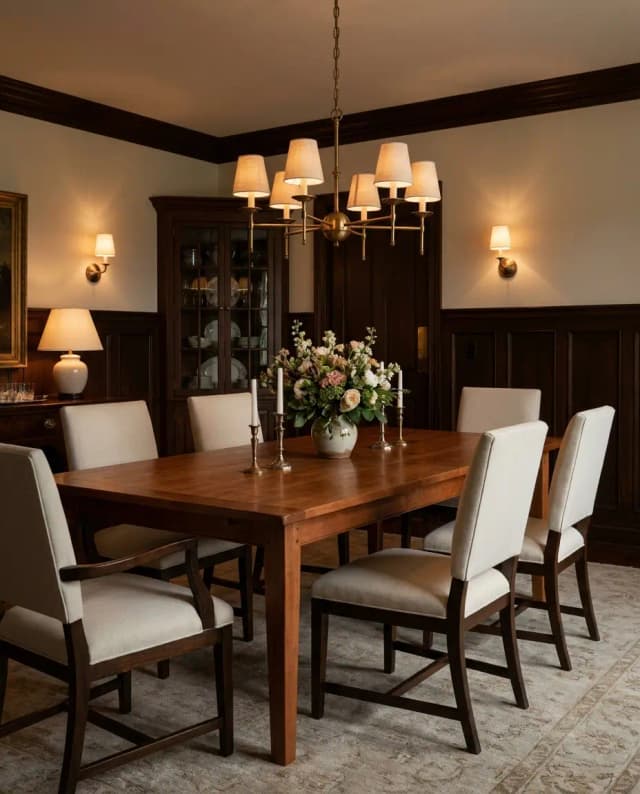 Cherry dining table — a classic traditional dining room