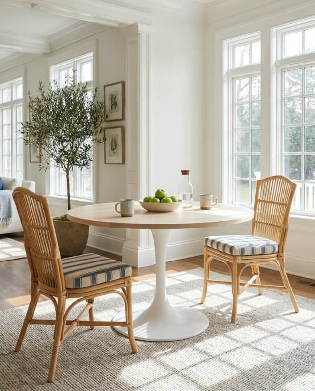 Maple round tabletop — a bright breakfast corner