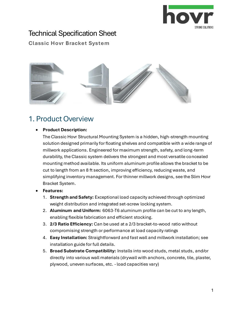 First page of Technical specification